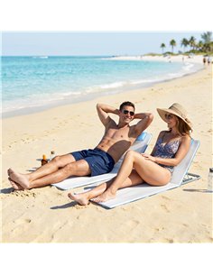 Outsunny Set of 2 Foldable Garden Beach Chair Mat, Lightweight Outdoor Sun Lounger Seats with Adjustable Back, Metal Frame, PE F 2