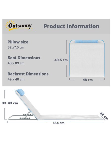 Outsunny Set of 2 Foldable Garden Beach Chair Mat, Lightweight Outdoor Sun Lounger Seats with Adjustable Back, Metal Frame, PE F - pic 204581 | FastDaddyshop