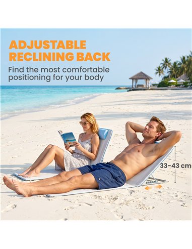 Outsunny Set of 2 Foldable Garden Beach Chair Mat, Lightweight Outdoor Sun Lounger Seats with Adjustable Back, Metal Frame, PE F