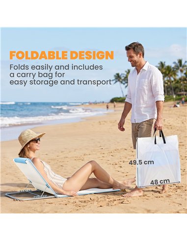 Outsunny Set of 2 Foldable Garden Beach Chair Mat, Lightweight Outdoor Sun Lounger Seats with Adjustable Back, Metal Frame, PE F