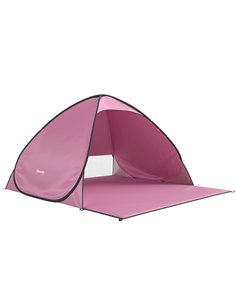 Outsunny Pop up Beach Tent, UV 50+ Sun Shelter with Carry Bag, 2x1.5m for 2-3 Person, Pink