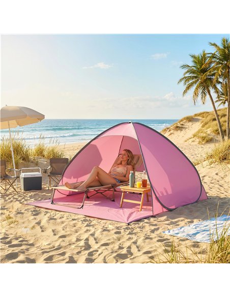 Outsunny Pop up Beach Tent, UV 50+ Sun Shelter with Carry Bag, 2x1.5m for 2-3 Person, Pink - pic 204621 | FastDaddyshop