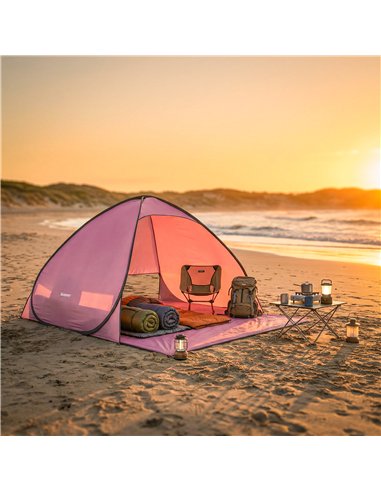 Outsunny Pop up Beach Tent, UV 50+ Sun Shelter with Carry Bag, 2x1.5m for 2-3 Person, Pink