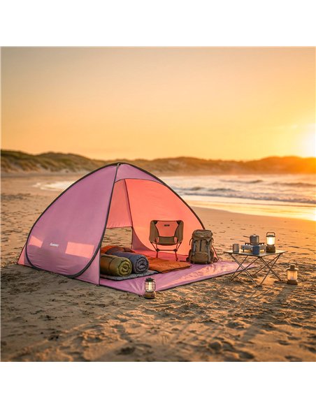 Outsunny Pop up Beach Tent, UV 50+ Sun Shelter with Carry Bag, 2x1.5m for 2-3 Person, Pink - pic 204622 | FastDaddyshop