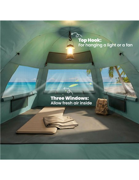 Outsunny 2-3 Person Pop Up Beach Tent, UPF15+ Sun Shelter with Extended Floor, Sandbags, Mesh Windows and Carry Bag, Green - pic 204629 | FastDaddyshop