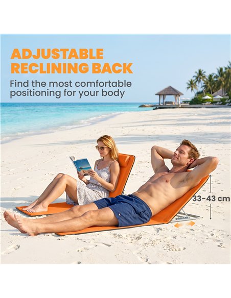 Outsunny Set of Two Metal Frame Beach Chairs, with Reclining Backs - Orange - pic 204637 | FastDaddyshop
