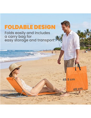 Outsunny Set of Two Metal Frame Beach Chairs, with Reclining Backs - Orange
