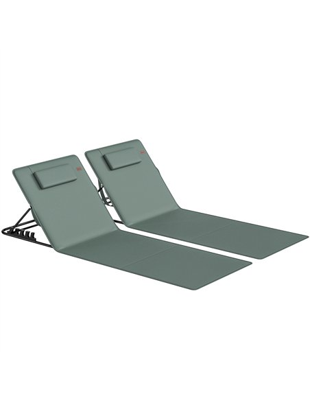Outsunny Foldable Sun Loungers Set of 2, Portable Folding Beach Lounger with 4-level Adjustable Backrest, Grey - pic 204651 | FastDaddyshop