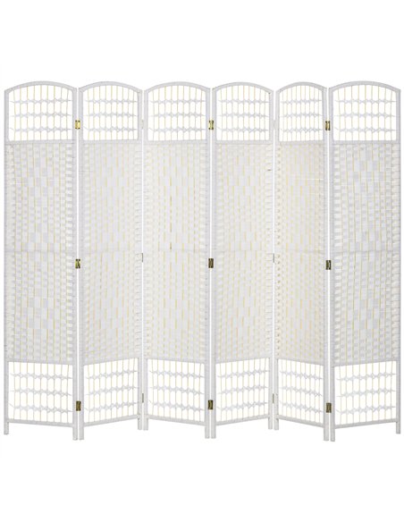 HOMCOM 6 Panel Folding Room Divider, Privacy Screen, Paravent Partition Separator for Living Room, Bedroom, White - pic 204660 | FastDaddyshop
