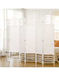 HOMCOM 6 Panel Folding Room Divider, Privacy Screen, Paravent Partition Separator for Living Room, Bedroom, White 2