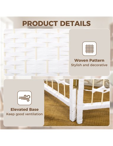 HOMCOM 6 Panel Folding Room Divider, Privacy Screen, Paravent Partition Separator for Living Room, Bedroom, White