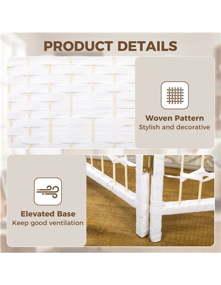 HOMCOM 6 Panel Folding Room Divider, Privacy Screen, Paravent Partition Separator for Living Room, Bedroom, White - pic 204665 | FastDaddyshop