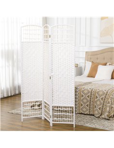 HOMCOM 3 Panel Folding Room Divider, Privacy Screen, Paravent Partition Separator for Living Room, Bedroom, White 2