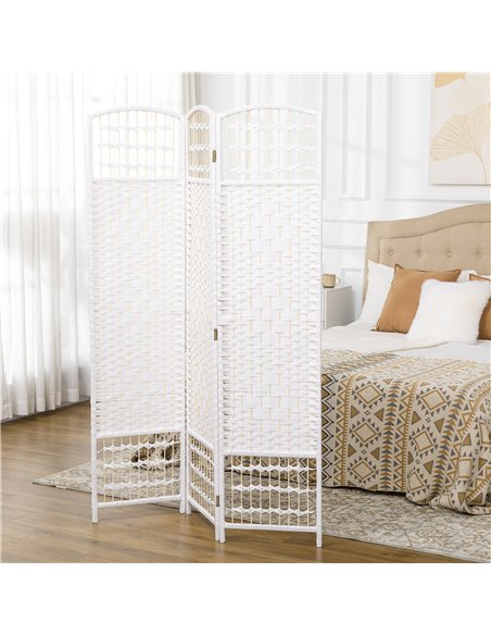 HOMCOM 3 Panel Folding Room Divider, Privacy Screen, Paravent Partition Separator for Living Room, Bedroom, White - pic 204670 | FastDaddyshop