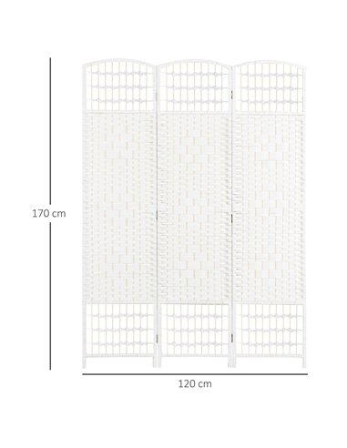 HOMCOM 3 Panel Folding Room Divider, Privacy Screen, Paravent Partition Separator for Living Room, Bedroom, White
