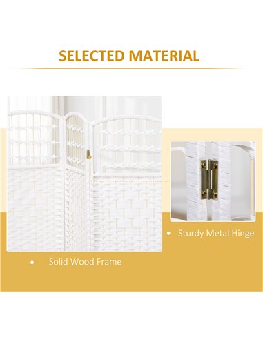 HOMCOM 3 Panel Folding Room Divider, Privacy Screen, Paravent Partition Separator for Living Room, Bedroom, White