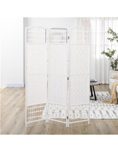 HOMCOM 3 Panel Folding Room Divider, Privacy Screen, Paravent Partition Separator for Living Room, Bedroom, White