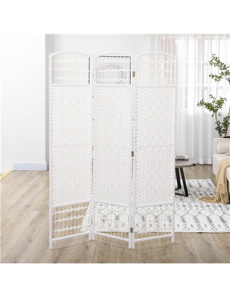 HOMCOM 3 Panel Folding Room Divider, Privacy Screen, Paravent Partition Separator for Living Room, Bedroom, White - pic 204675 | FastDaddyshop