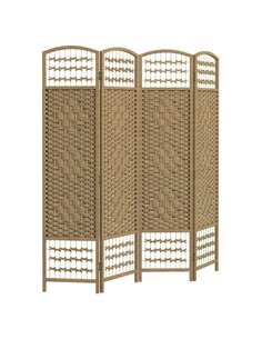 HOMCOM 4 Panel Folding Room Divider, Privacy Screen, Paravent Partition Separator for Living Room, Bedroom, Natural