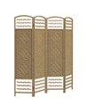 HOMCOM 4 Panel Folding Room Divider, Privacy Screen, Paravent Partition Separator for Living Room, Bedroom, Natural