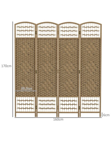 HOMCOM 4 Panel Folding Room Divider, Privacy Screen, Paravent Partition Separator for Living Room, Bedroom, Natural - pic 204680 | FastDaddyshop