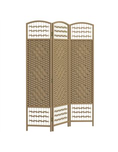 HOMCOM 3 Panel Folding Room Divider, Privacy Screen, Paravent Partition Separator for Living Room, Bedroom, Natural Wood