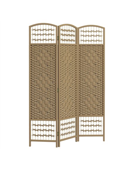 HOMCOM 3 Panel Folding Room Divider, Privacy Screen, Paravent Partition Separator for Living Room, Bedroom, Natural Wood - pic 204687 | FastDaddyshop