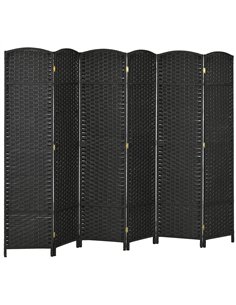 HOMCOM 6 Panel Folding Room Divider, Freestanding Privacy Screen for Living Room, Bedroom and Office, 240 x 170cm, Black