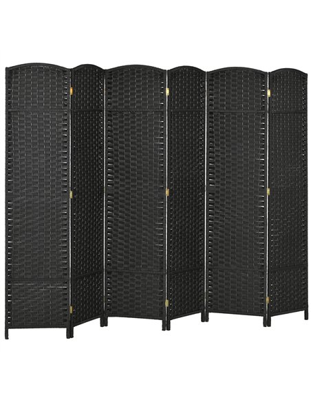 HOMCOM 6 Panel Folding Room Divider, Freestanding Privacy Screen for Living Room, Bedroom and Office, 240 x 170cm, Black - pic 204696 | FastDaddyshop