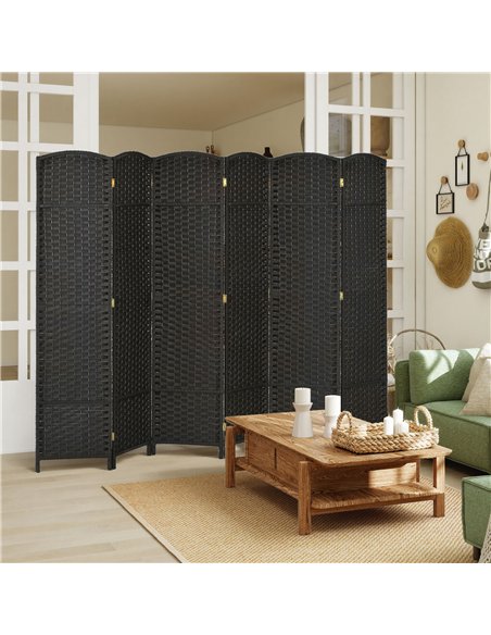 HOMCOM 6 Panel Folding Room Divider, Freestanding Privacy Screen for Living Room, Bedroom and Office, 240 x 170cm, Black - pic 204697 | FastDaddyshop