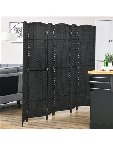 HOMCOM 6 Panel Folding Room Divider, Freestanding Privacy Screen for Living Room, Bedroom and Office, 240 x 170cm, Black
