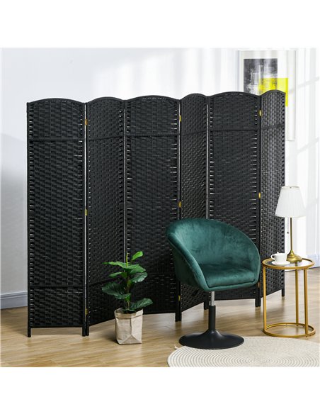 HOMCOM 6 Panel Folding Room Divider, Freestanding Privacy Screen for Living Room, Bedroom and Office, 240 x 170cm, Black - pic 204704 | FastDaddyshop