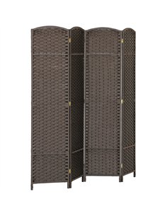 HOMCOM 4 Panel Folding Room Divider, Freestanding Privacy Screen for Living Room, Bedroom and Office, 160 x 170cm, Brown