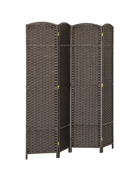 HOMCOM 4 Panel Folding Room Divider, Freestanding Privacy Screen for Living Room, Bedroom and Office, 160 x 170cm, Brown - pic 204705 | FastDaddyshop