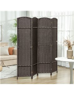 HOMCOM 4 Panel Folding Room Divider, Freestanding Privacy Screen for Living Room, Bedroom and Office, 160 x 170cm, Brown 2