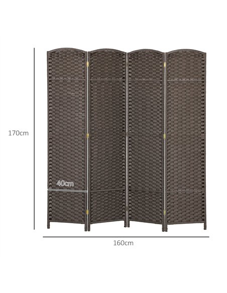 HOMCOM 4 Panel Folding Room Divider, Freestanding Privacy Screen for Living Room, Bedroom and Office, 160 x 170cm, Brown - pic 204707 | FastDaddyshop