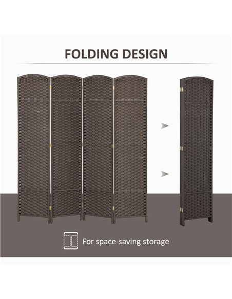 HOMCOM 4 Panel Folding Room Divider, Freestanding Privacy Screen for Living Room, Bedroom and Office, 160 x 170cm, Brown - pic 204709 | FastDaddyshop
