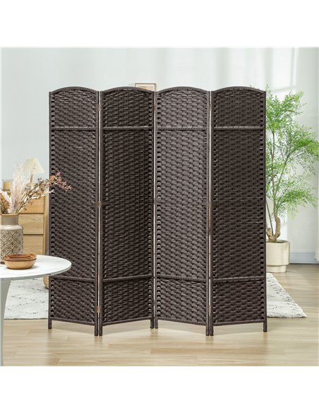 HOMCOM 4 Panel Folding Room Divider, Freestanding Privacy Screen for Living Room, Bedroom and Office, 160 x 170cm, Brown - pic 204711 | FastDaddyshop
