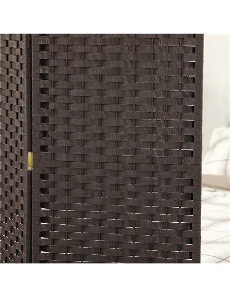 HOMCOM 4 Panel Folding Room Divider, Freestanding Privacy Screen for Living Room, Bedroom and Office, 160 x 170cm, Brown - pic 204712 | FastDaddyshop