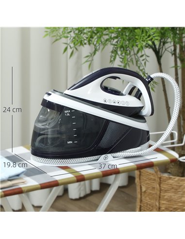 HOMCOM Steam Generator Iron, Energy-Saving, Self-Cleaning, Powerful Vertical Steam, Automatic Shut-Off, Ceramic Non-stick Solepl