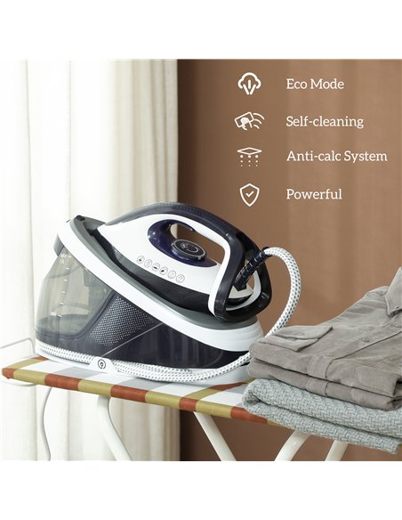 HOMCOM Steam Generator Iron, Energy-Saving, Self-Cleaning, Powerful Vertical Steam, Automatic Shut-Off, Ceramic Non-stick Solepl - pic 204726 | FastDaddyshop