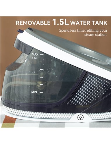 HOMCOM Steam Generator Iron, Energy-Saving, Self-Cleaning, Powerful Vertical Steam, Automatic Shut-Off, Ceramic Non-stick Solepl