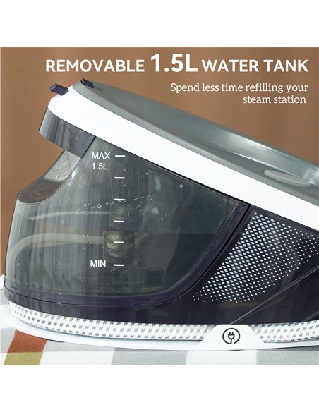 HOMCOM Steam Generator Iron, Energy-Saving, Self-Cleaning, Powerful Vertical Steam, Automatic Shut-Off, Ceramic Non-stick Solepl - pic 204727 | FastDaddyshop