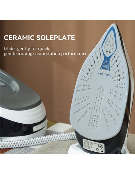 HOMCOM Steam Generator Iron, Energy-Saving, Self-Cleaning, Powerful Vertical Steam, Automatic Shut-Off, Ceramic Non-stick Solepl - pic 204728 | FastDaddyshop