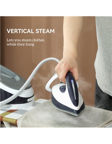 HOMCOM Steam Generator Iron, Energy-Saving, Self-Cleaning, Powerful Vertical Steam, Automatic Shut-Off, Ceramic Non-stick Solepl