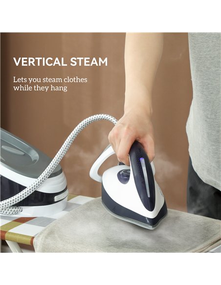 HOMCOM Steam Generator Iron, Energy-Saving, Self-Cleaning, Powerful Vertical Steam, Automatic Shut-Off, Ceramic Non-stick Solepl - pic 204729 | FastDaddyshop