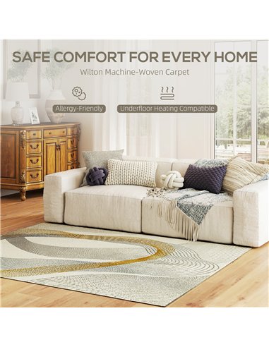 HOMCOM Modern Area Rug, Machine Washable Rug, Allergy-Friendly Floor Carpet for Living Room, Bedroom, Dining Room, Home Office, 