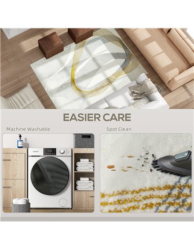 HOMCOM Modern Area Rug, Machine Washable Rug, Allergy-Friendly Floor Carpet for Living Room, Bedroom, Dining Room, Home Office, 