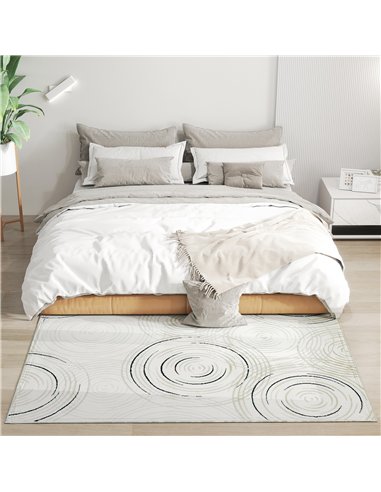 HOMCOM Modern Area Rug, Swirl Pattern Machine Washable Rug, Allergy-Friendly Floor Carpet for Living Room, Bedroom, Dining Room,