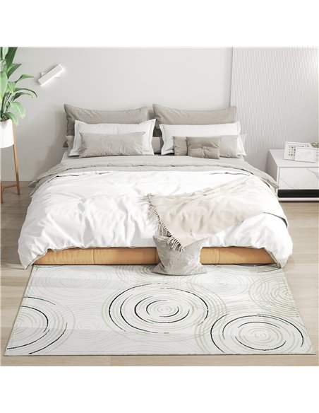 HOMCOM Modern Area Rug, Swirl Pattern Machine Washable Rug, Allergy-Friendly Floor Carpet for Living Room, Bedroom, Dining Room, - pic 204742 | FastDaddyshop